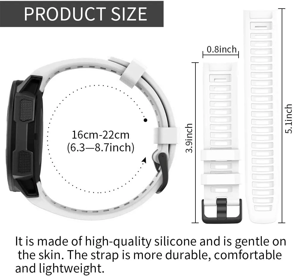 Watbro Bands Compatible with Garmin Instinct Sports GPS, Soft Silicone Adjustable Replacement Wristbands for Garmin Instinct/Tide/Tactical