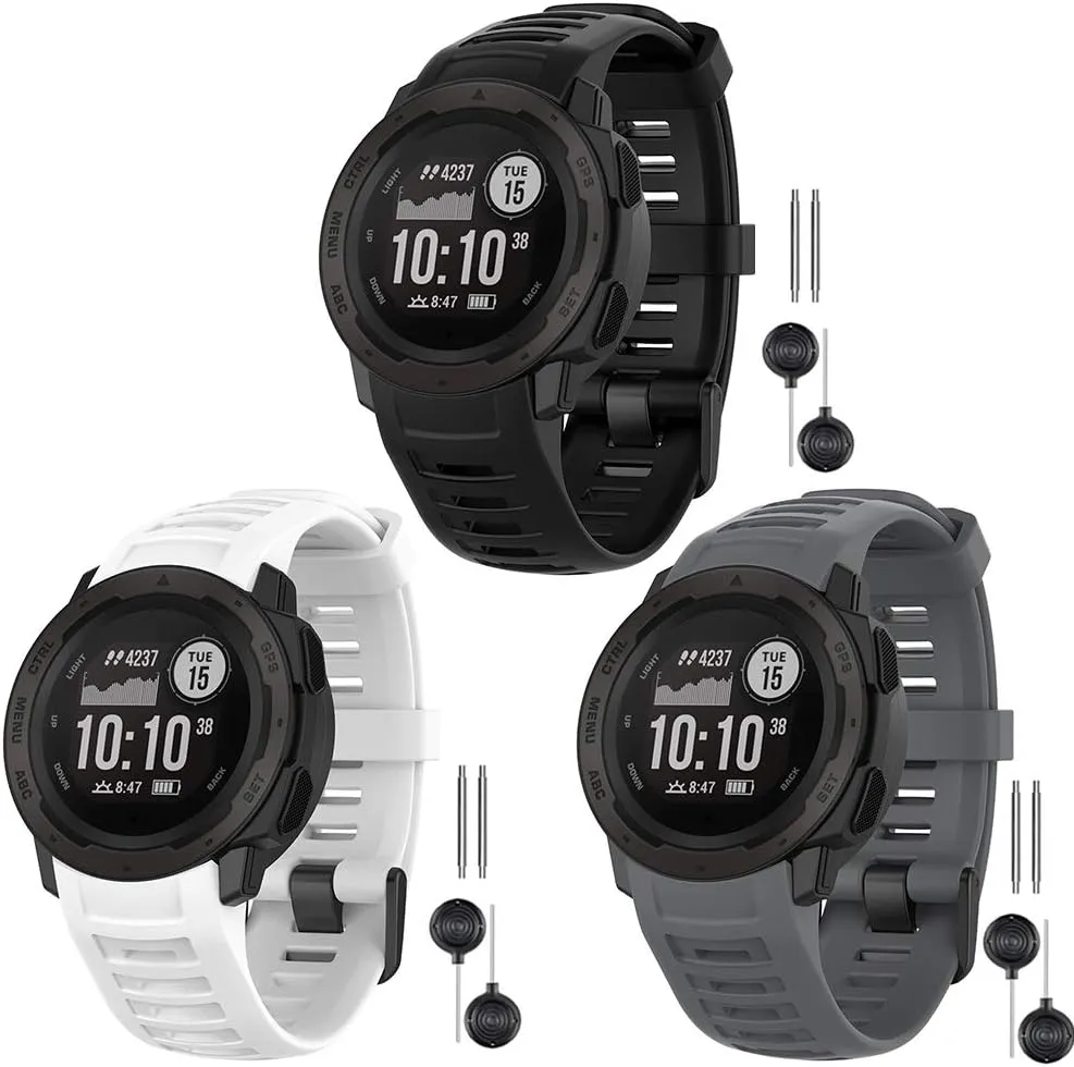 Watbro Bands Compatible with Garmin Instinct Sports GPS, Soft Silicone Adjustable Replacement Wristbands for Garmin Instinct/Tide/Tactical