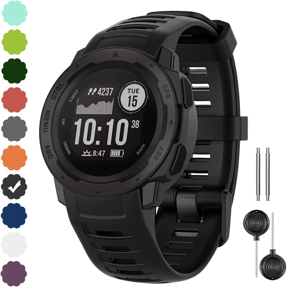 Watbro Bands Compatible with Garmin Instinct Sports GPS, Soft Silicone Adjustable Replacement Wristbands for Garmin Instinct/Tide/Tactical