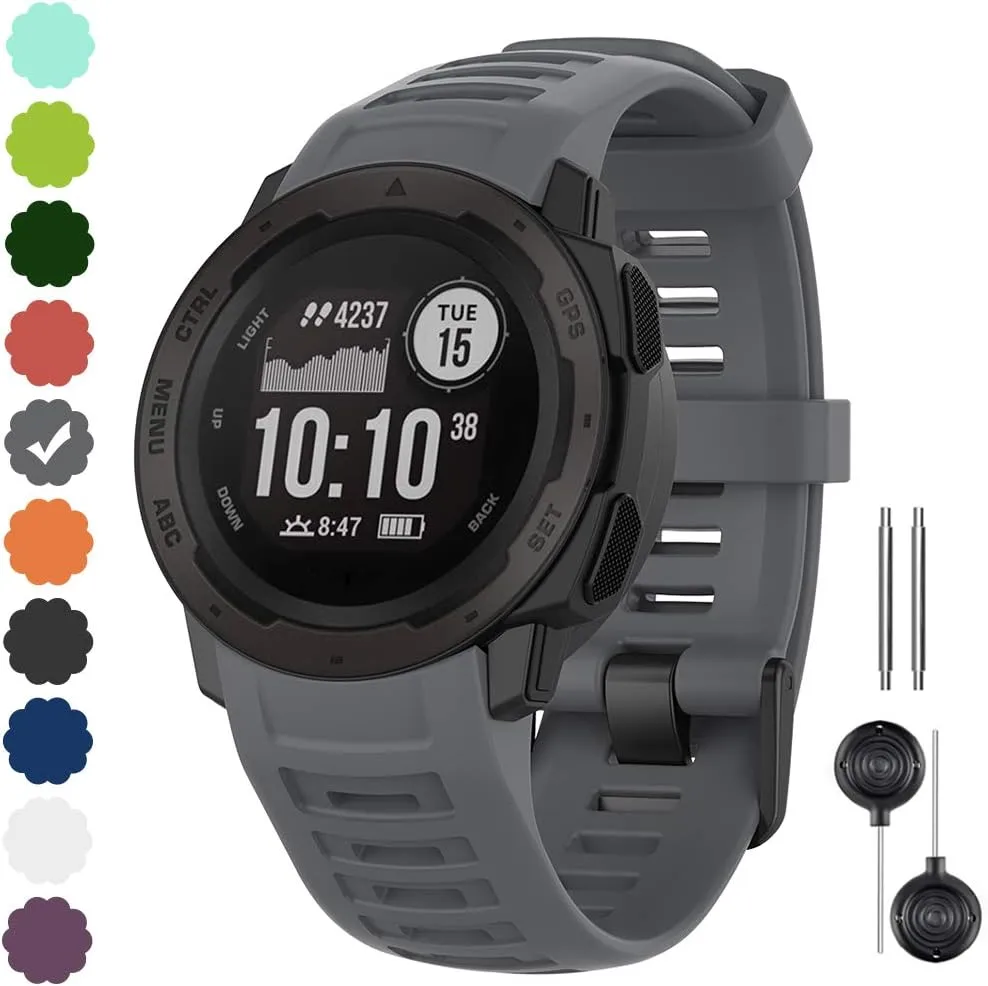Watbro Bands Compatible with Garmin Instinct Sports GPS, Soft Silicone Adjustable Replacement Wristbands for Garmin Instinct/Tide/Tactical