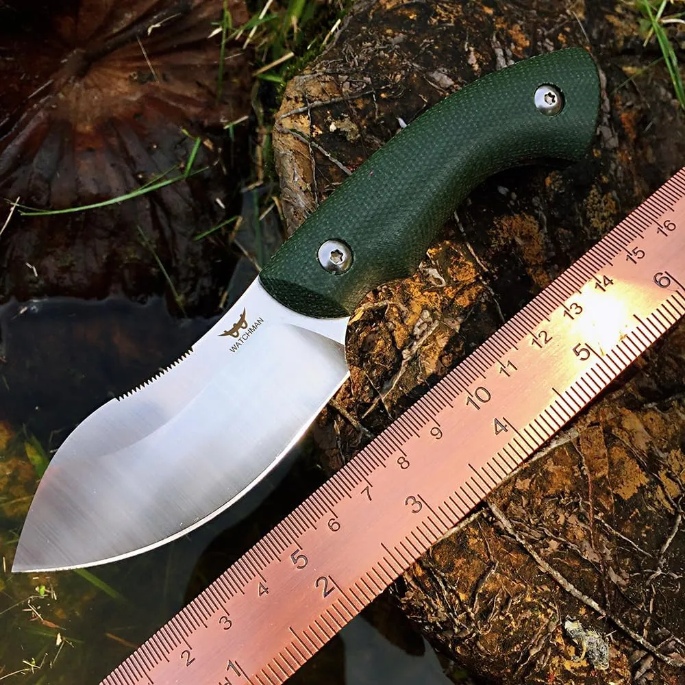 Watchman WF220 EDC Fixed Blade Knife 14C28N Blade Steel Micarta Handle with Kydex Sheaths for Outdoor Activities Camping (Green)