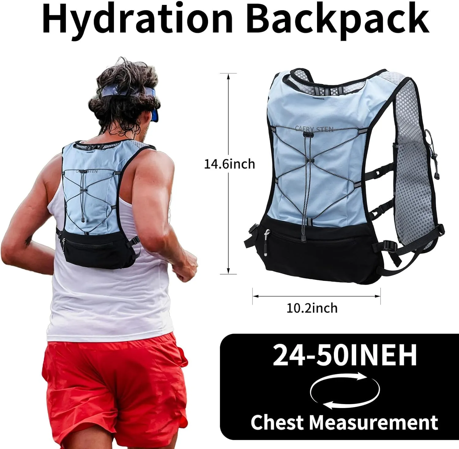 Water Backpack，Hydrated Backpack，Running Vest with Water Bladder 1.5 Liter Hydration Bladder， Biking ，Hiking，Men and Women
