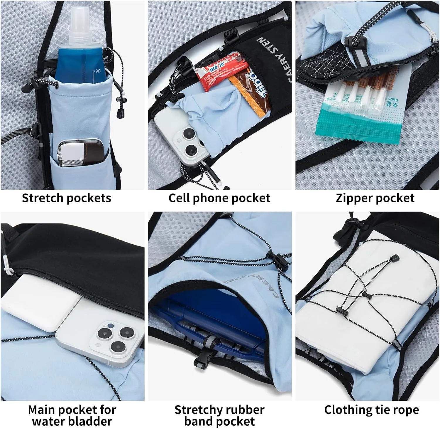 Water Backpack，Hydrated Backpack，Running Vest with Water Bladder 1.5 Liter Hydration Bladder， Biking ，Hiking，Men and Women