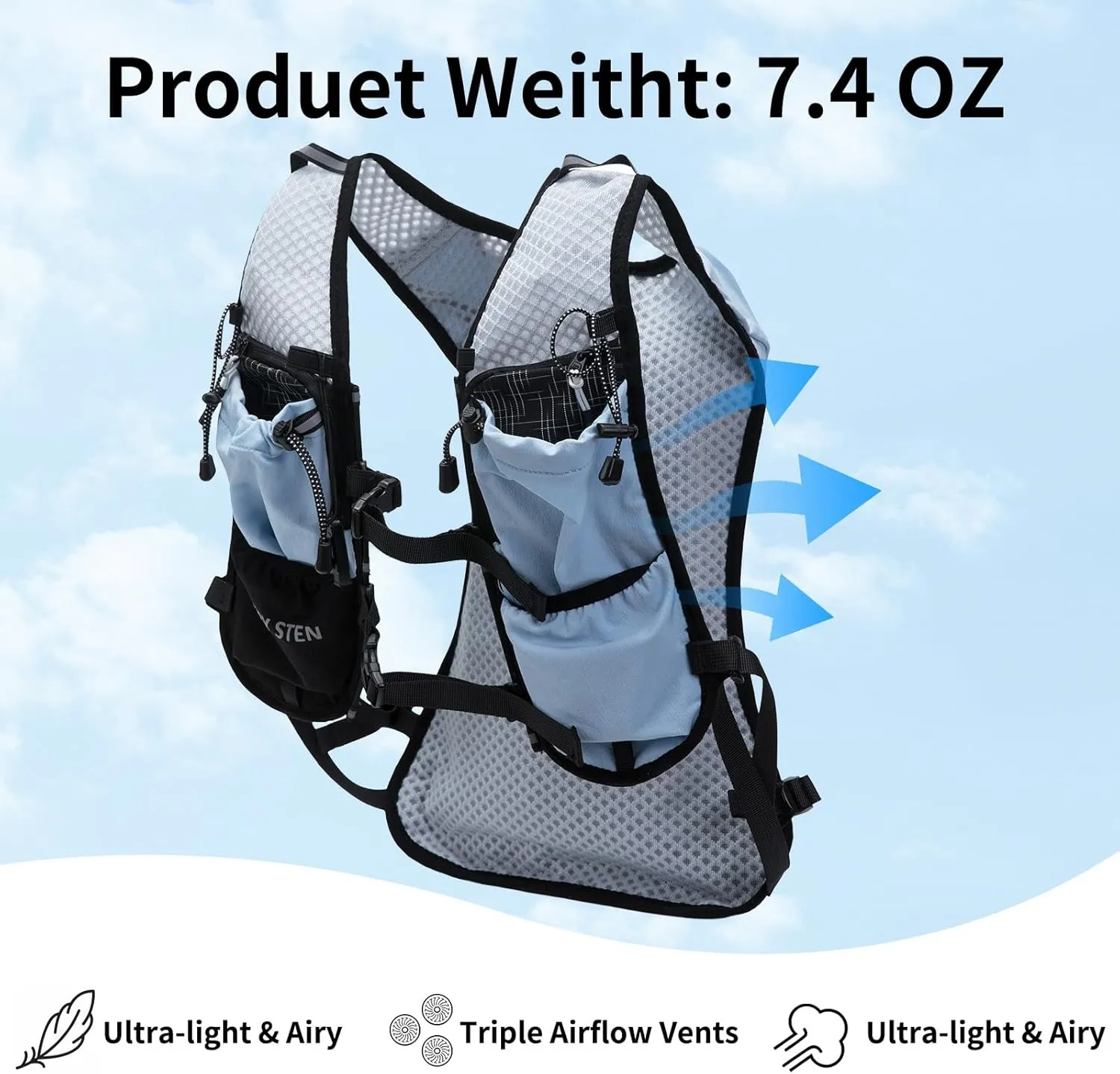 Water Backpack，Hydrated Backpack，Running Vest with Water Bladder 1.5 Liter Hydration Bladder， Biking ，Hiking，Men and Women