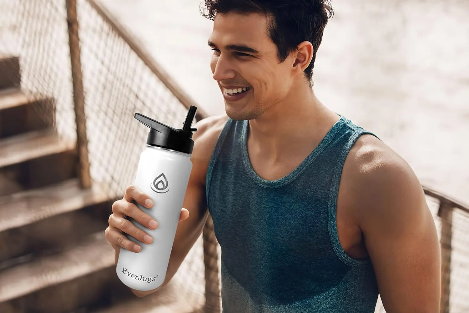 Water Bottle - 22 Oz, Wide Mouth, Premium Stainless Steel Bottle with Straw Lid, Double Walled Vacuum Insulated, Thermo Mug, Metal Flask, Leak Proof, Eco-Friendly