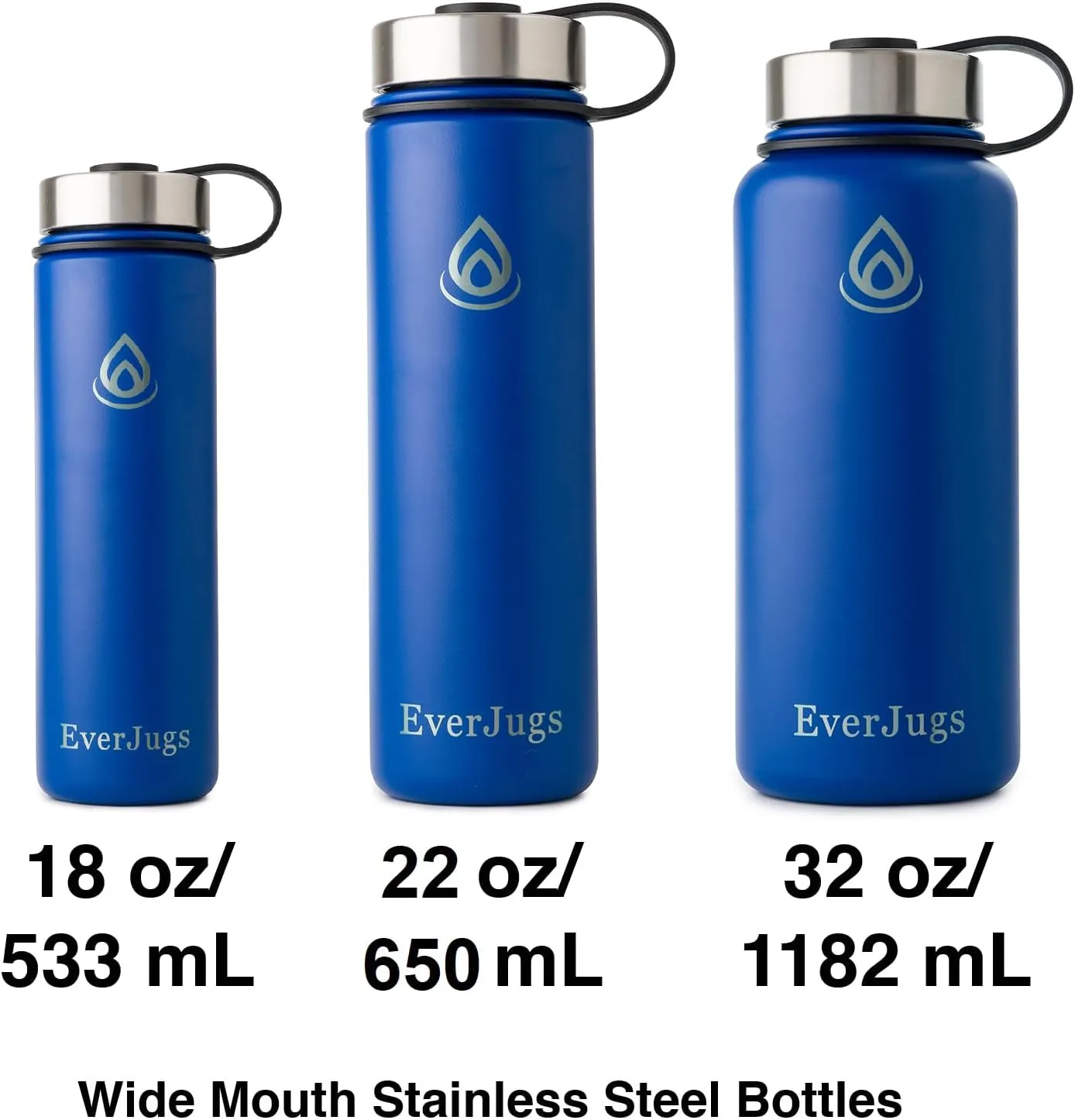 Water Bottle - 22 Oz, Wide Mouth, Premium Stainless Steel Lid/Bottle, Double Walled Vacuum Insulated, Thermo Mug, Metal Flask, Leak Proof, Eco-Friendly