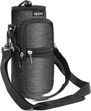 Water Bottle Carrier Holder Sling Bag Sleeve 25oz 32oz Crossbody Water Bottle Case Cover with Strap Pockets for Men/Women Walking Hiking Camping (25 oz, BS25-14)