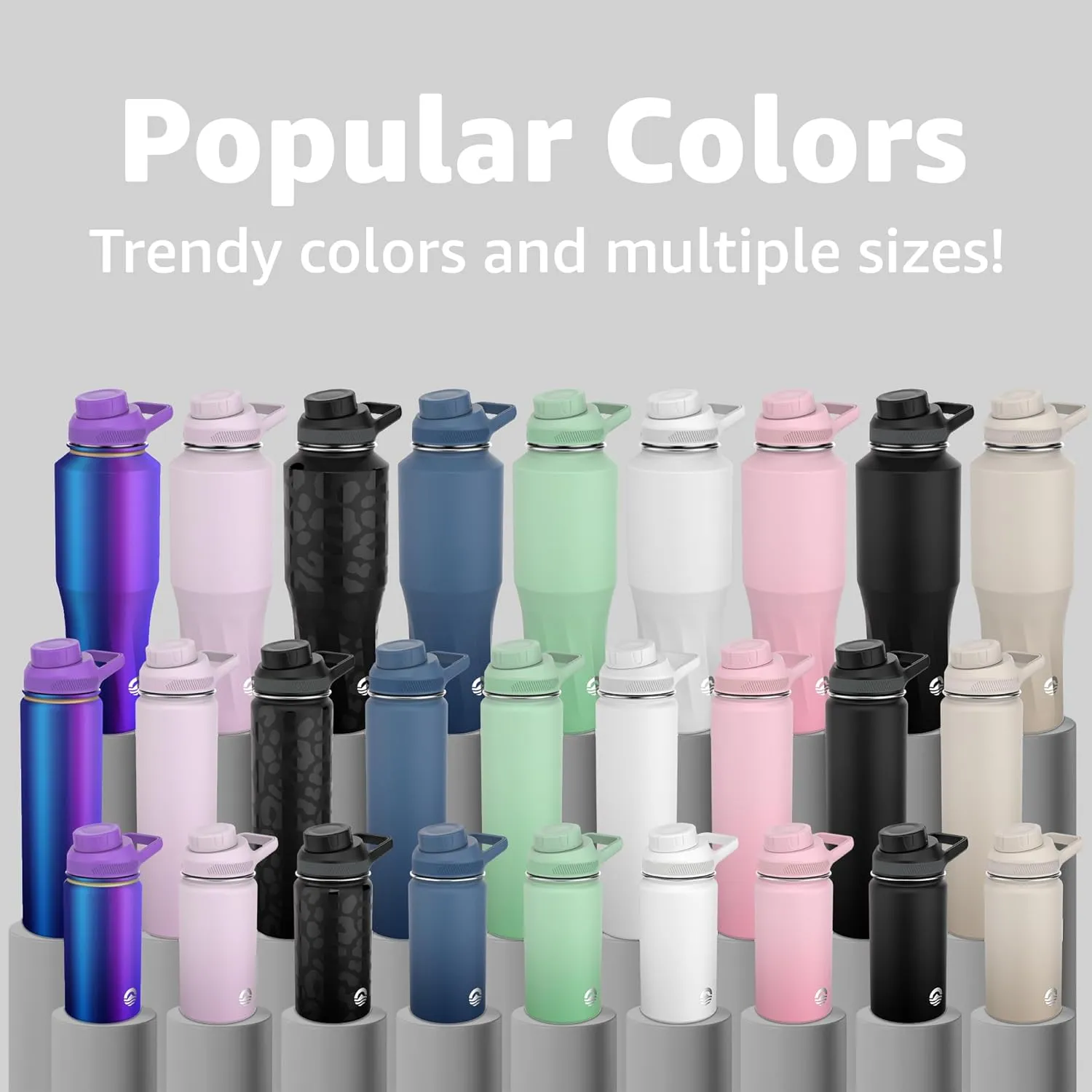Water Bottle | Compatible With Popular Flavor Cartridges | BPA Free, Leak Proof, Double-Walled Vacuum Insulated Stainless Steel, and Dishwasher Safe | Cold for 24 Hours (Black, 12oz)