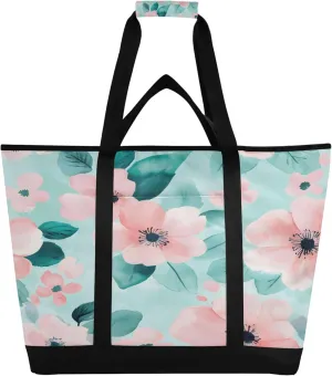 Watercolor Floral Reusable Insulated Cooler Bag with Ice Pack Compartment - Large 232L Waterproof Thermal Grocery Tote for Picnic Beach Camping Lunch Storage