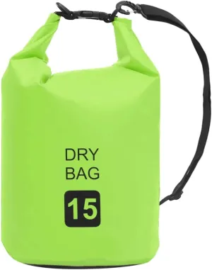 Waterproof Dry Bag 4 Gallon Capacity, Lightweight PVC Design, Green and Black, for Outdoor Activities
