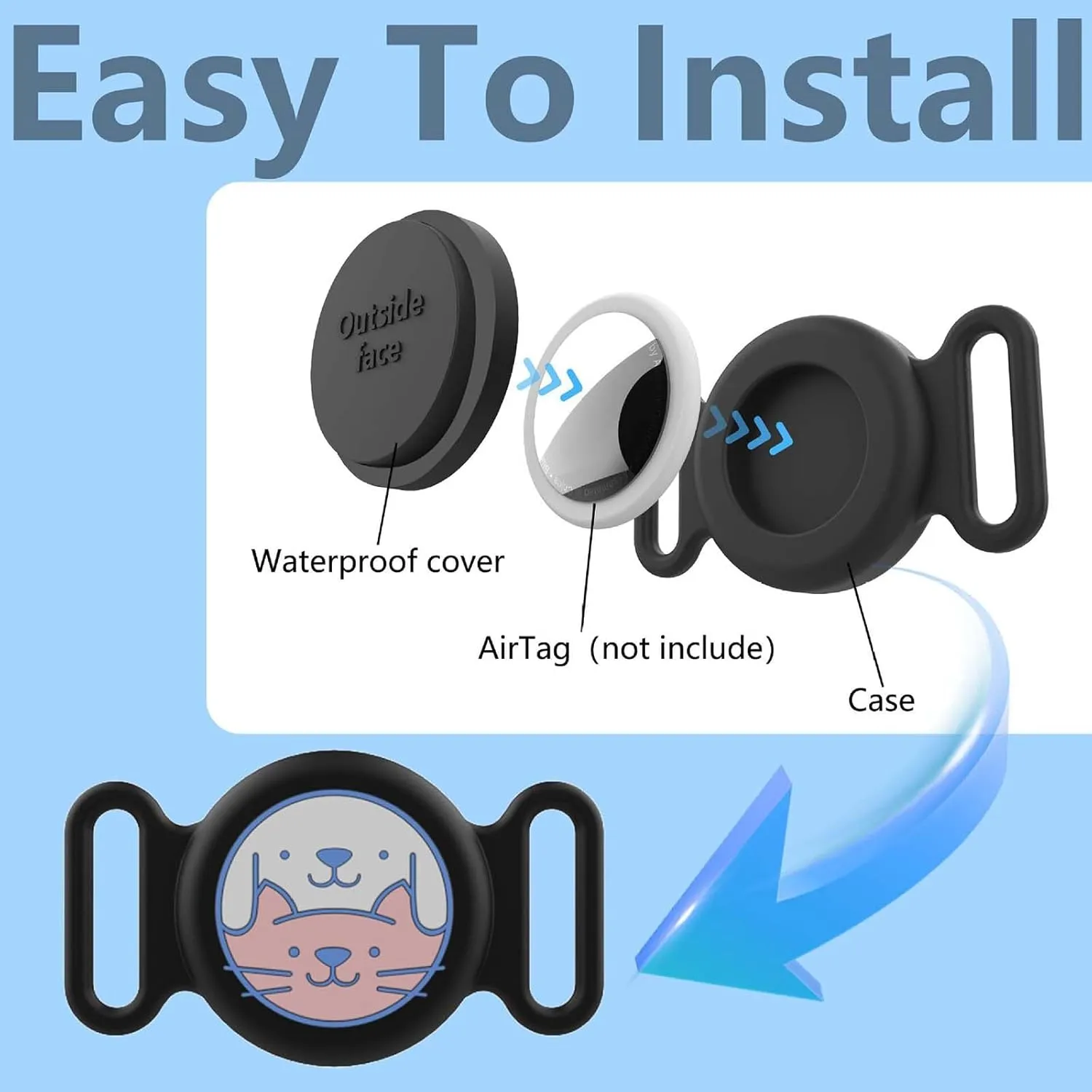 Waterproof GPS Pet Tracker Collar for Dogs and Cats - Unlimited Range Real-Time Tracking, Adjustable Neck Strap, 1-Year Battery Life - Indoor & Outdoor Safety Device (Blue)