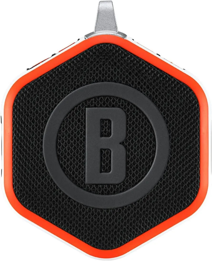 Wearable4U - Bushnell Wingman Mini Orange/White GPS Bluetooth Speaker with Cleaning Cloth and Wall/Car Chargers Bundle