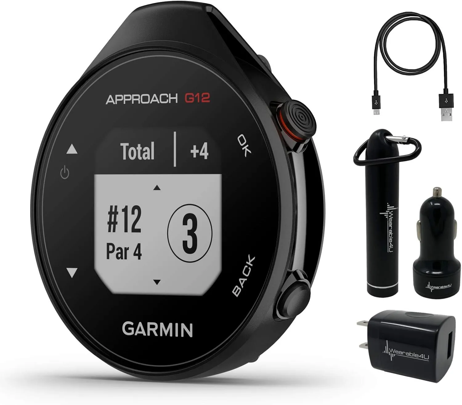 Wearable4U - Garmin Approach G12 Premium GPS Golf Range Finder with Power Pack Bundle