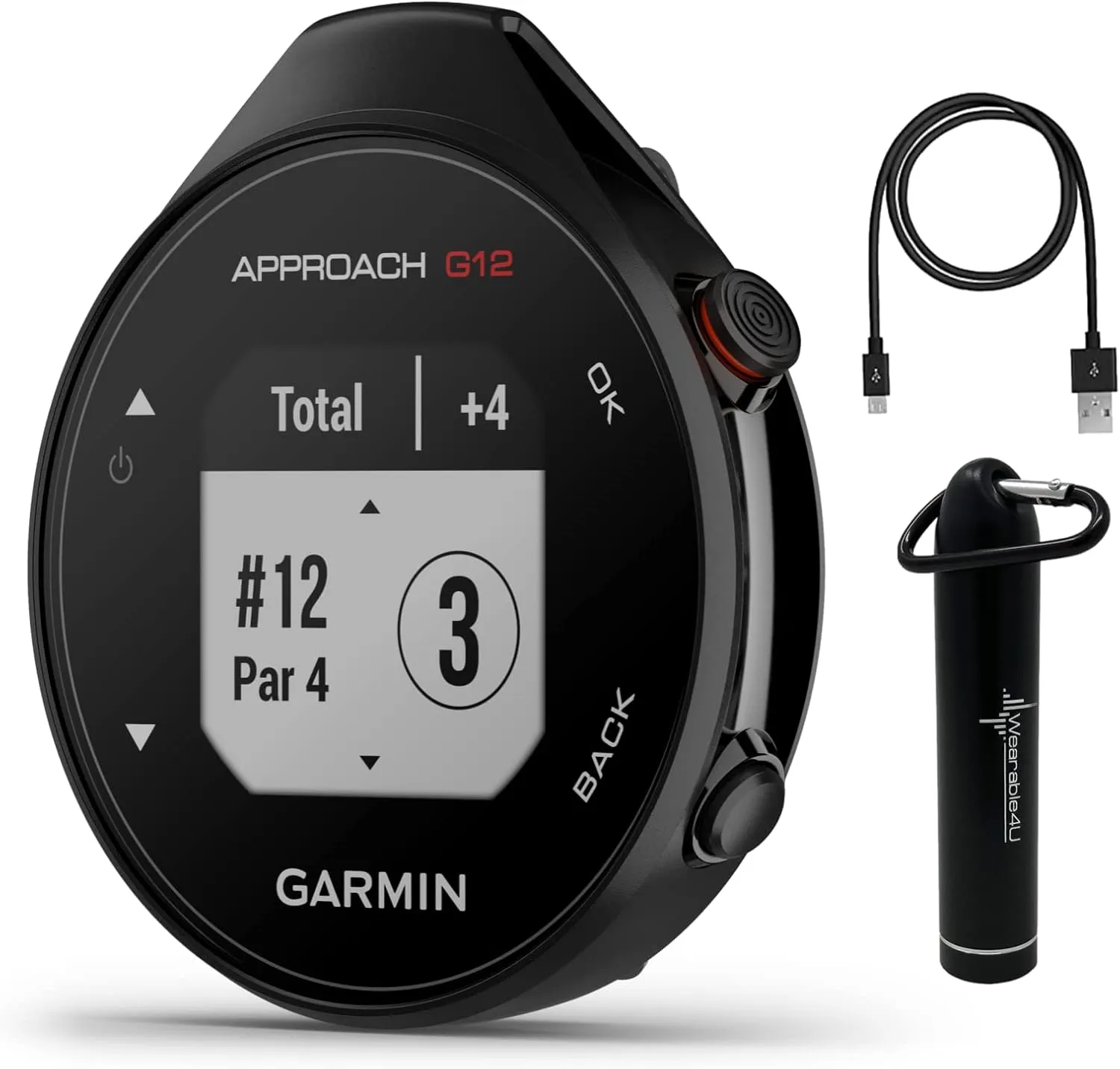 Wearable4U - Garmin Approach G12 Premium GPS Golf Watch with e-Power Bundle