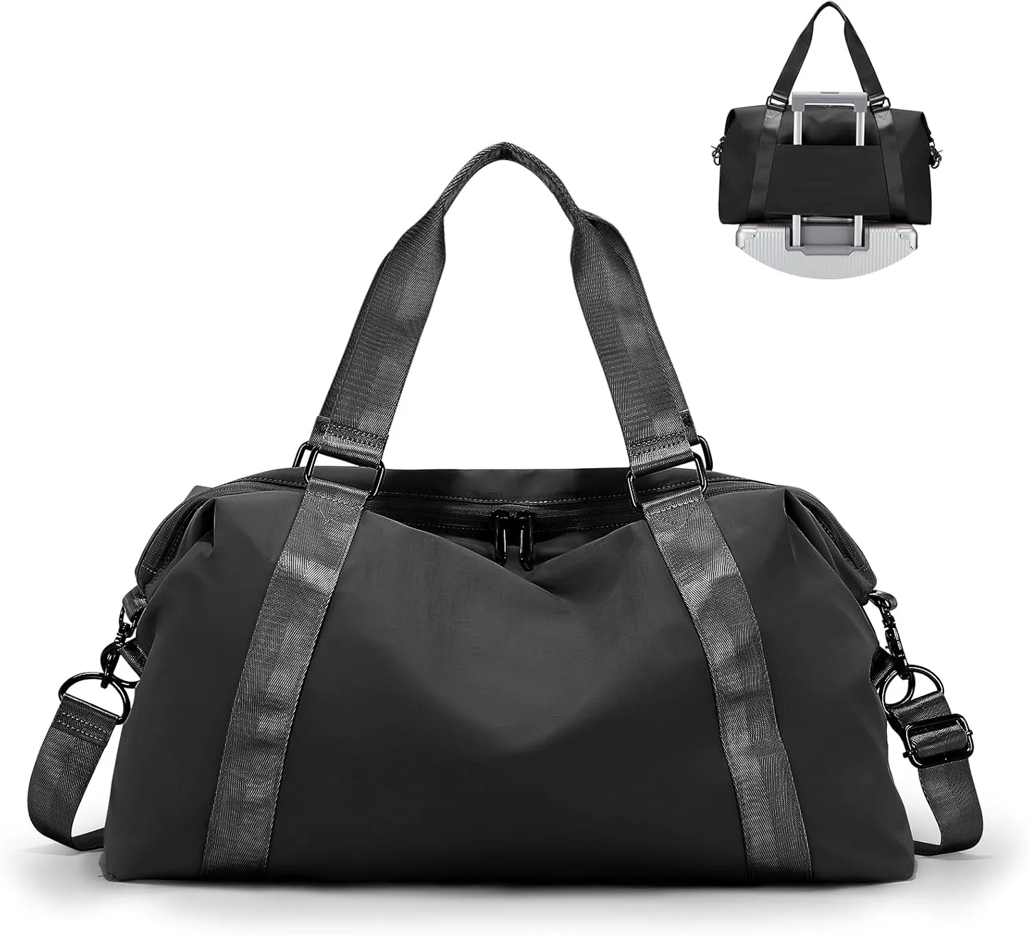 Weekender Overnight Bag for Women, Lightweight Travel Duffel Bag with Trolley Sleeve and Wet Pocket, Carry on Bag Personal Item Travel Bag, Waterproof Sports Gym Tote Bag,Hospital Bag