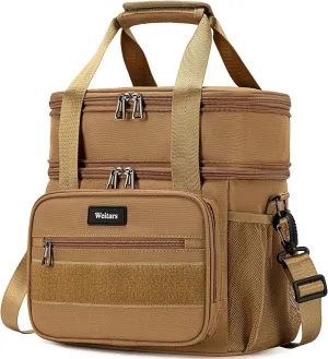 Weitars Lunch Box for Men Women Dual Compartment Lunch Box Heavy Duty Large Insulated Tactical Lunch Bag Durable Cooler Bag With Shoulder Strap for Adults Work Picnic Road Trip