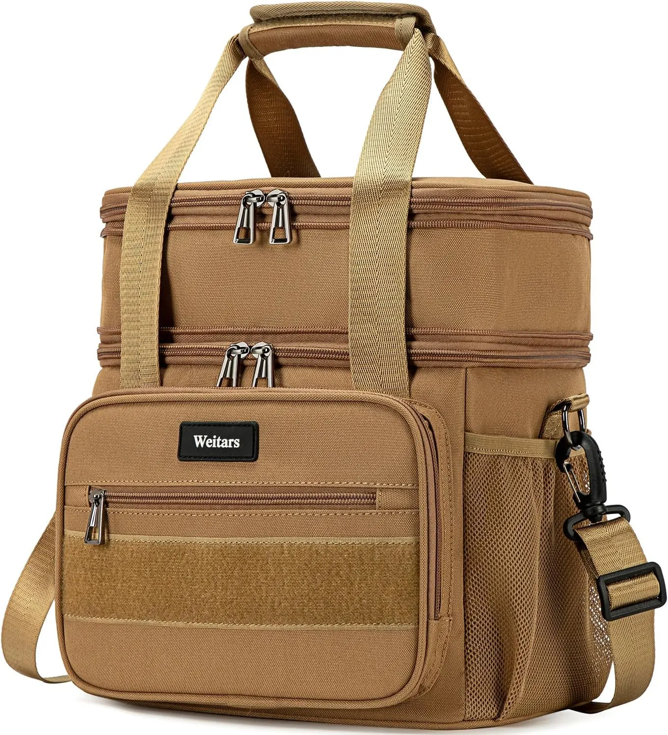 Weitars Lunch Box for Men Women Dual Compartment Lunch Box Heavy Duty Large Insulated Tactical Lunch Bag Durable Cooler Bag With Shoulder Strap for Adults Work Picnic Road Trip