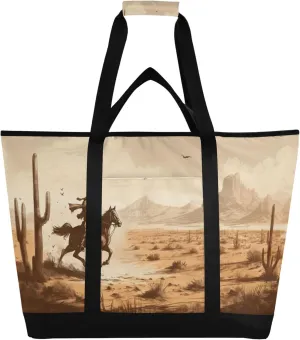 Western Cowboy Reusable Insulated Cooler Bag with Ice Pack Compartment - Large 47L Waterproof Thermal Grocery Tote for Picnic Beach Camping Lunch Storage
