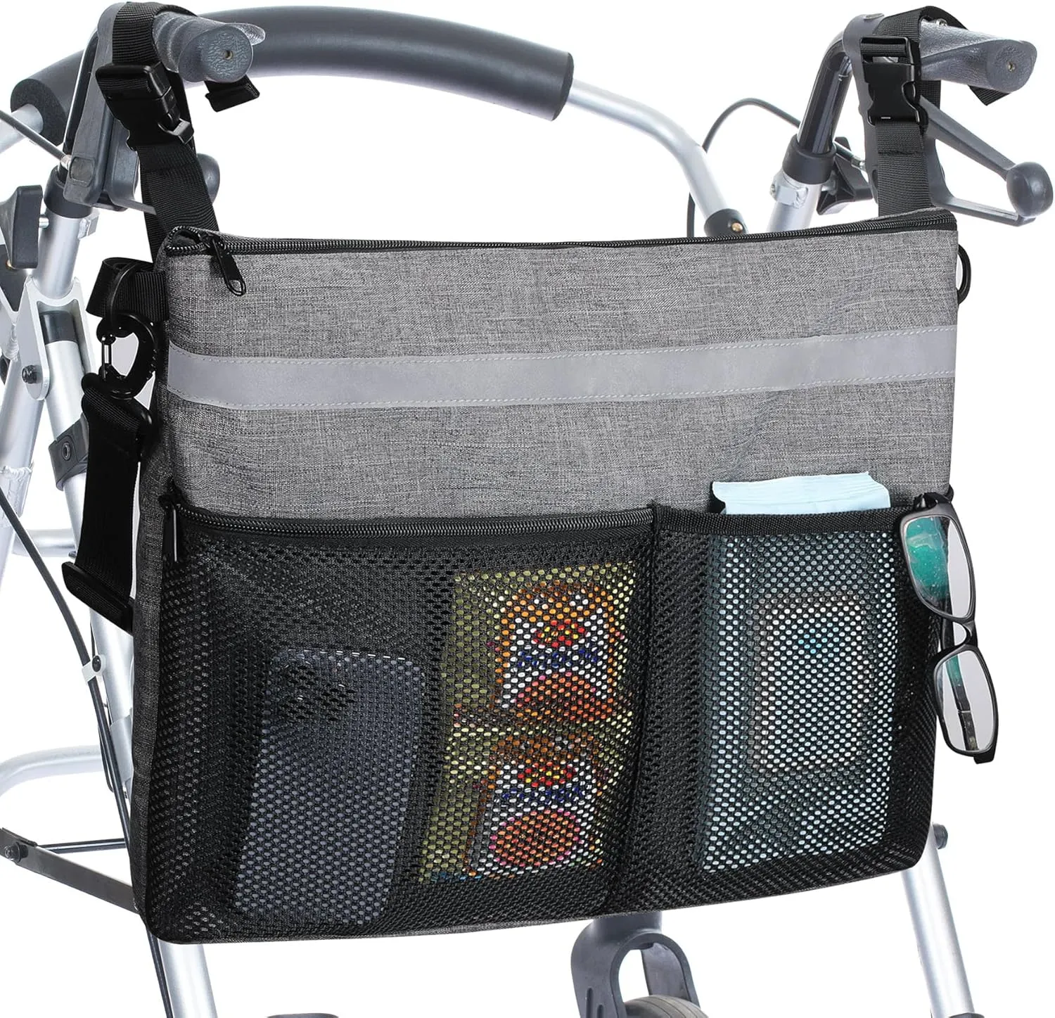 Wheelchair Accessories - Accessible Storage Bag with Multiple Pockets & Zipper Design, Perfect for Seniors and Adults, Wheelchair Backpack to Hang on Back