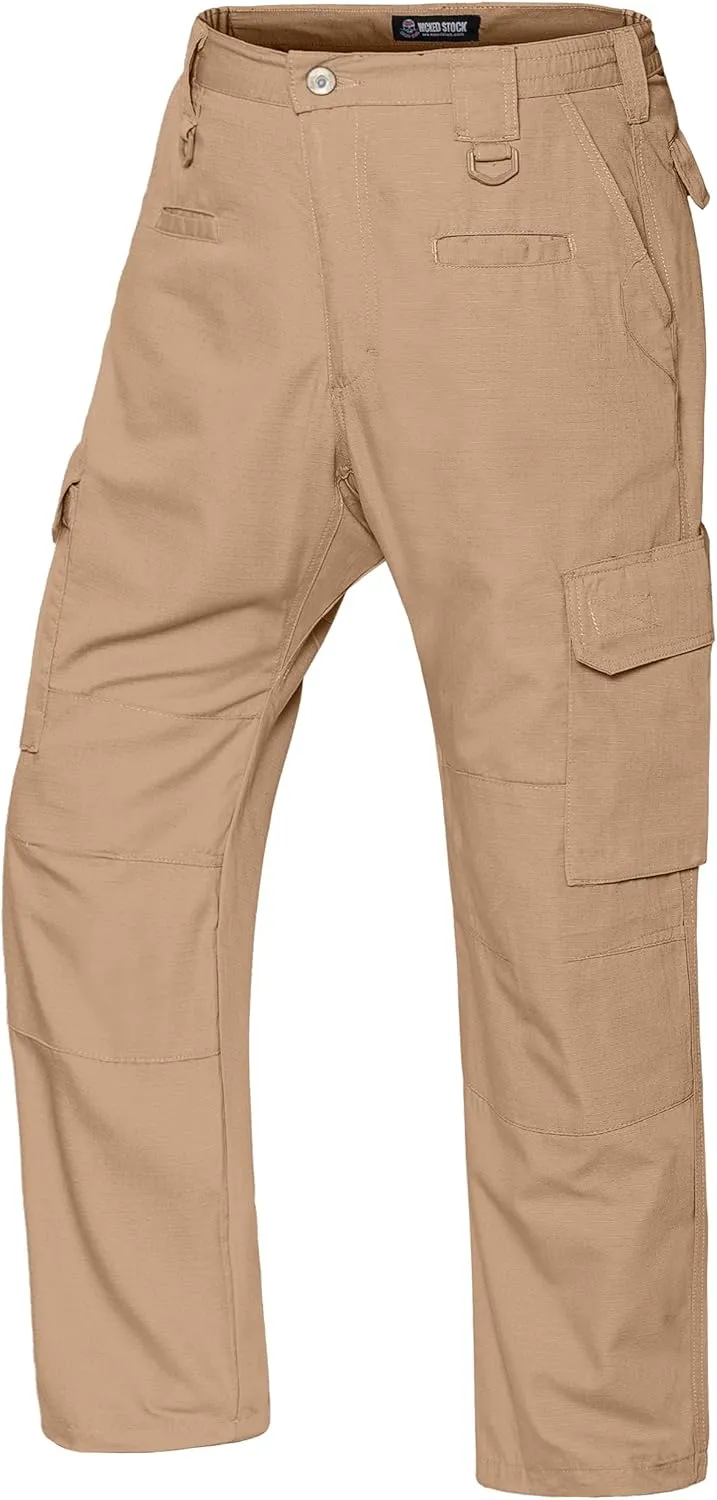 WICKED STOCK Ripstop Men's Operator Cargo Tactical Pants, Elastic Waist, Water Resistant Cargo Pants, Durable, Work Pants Men