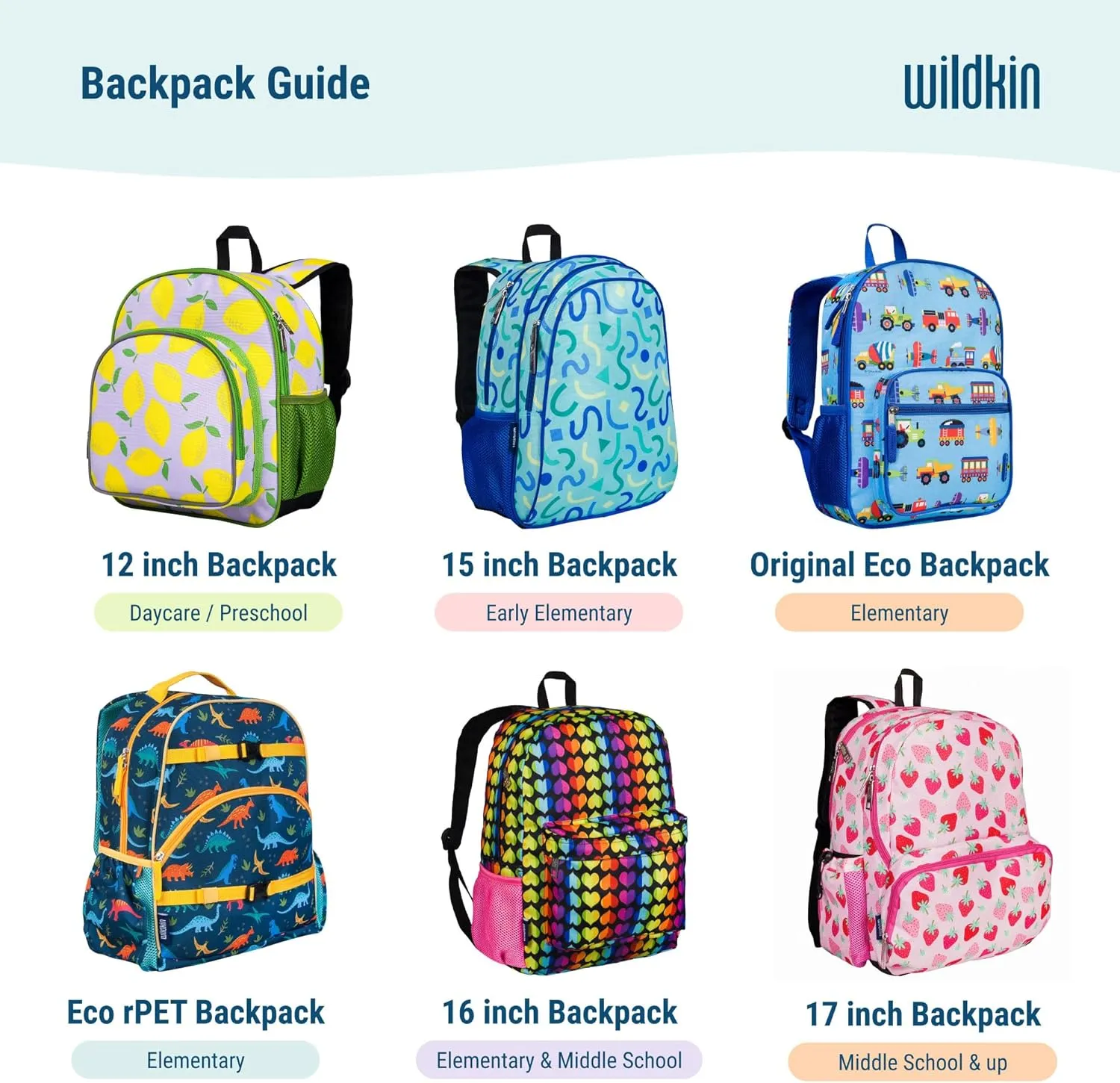 Wildkin 15-inch Kids Backpack – Durable, Padded, Adjustable for School & Travel - Mermaids