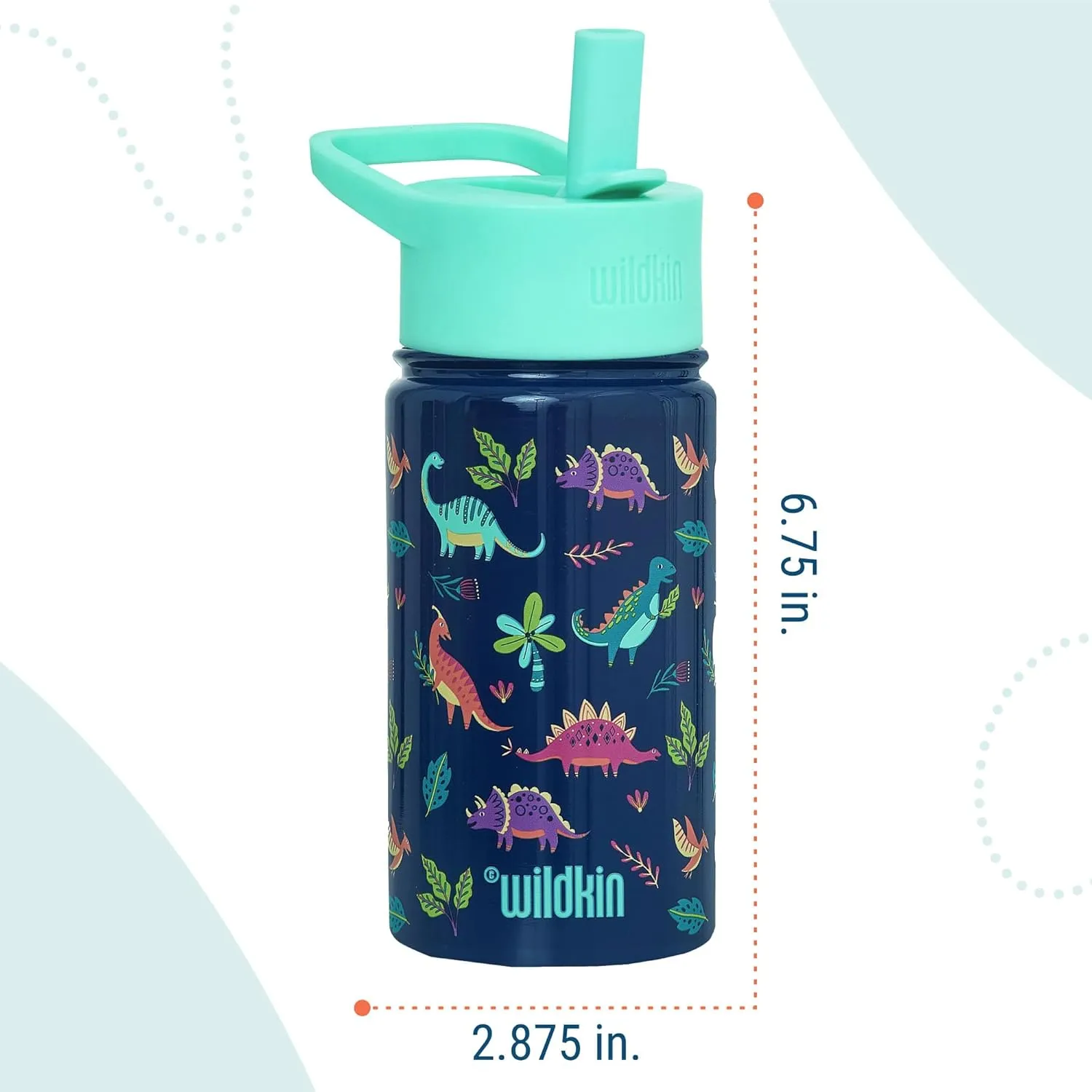 Wildkin Kids 14oz Stainless Steel Water Bottle – BPA-Free, Leakproof, Insulated, Easy-Clean - Darling Dinosaurs