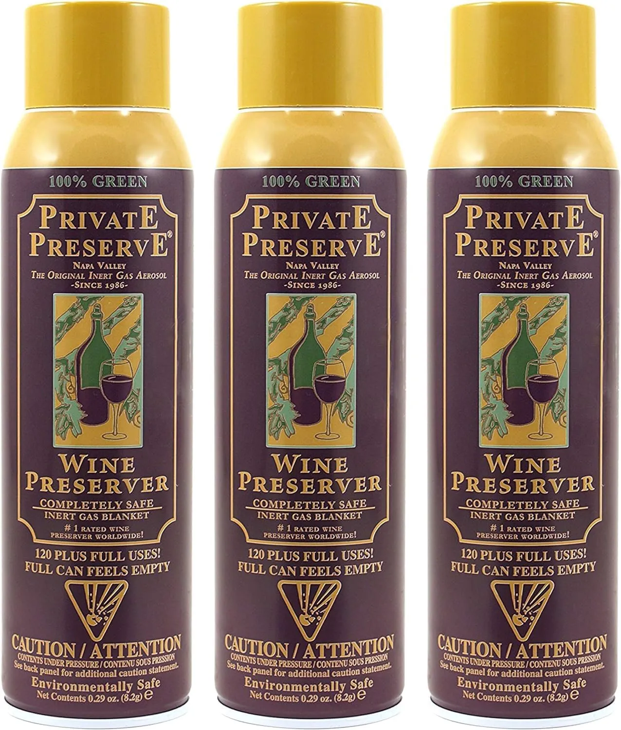 Wine Preservation System | 100% Green Gas Based | Suitable For All Wine, Port, Sake, Cognac, Whiskey, Fine Oil & Vinegar (Pack of 3)