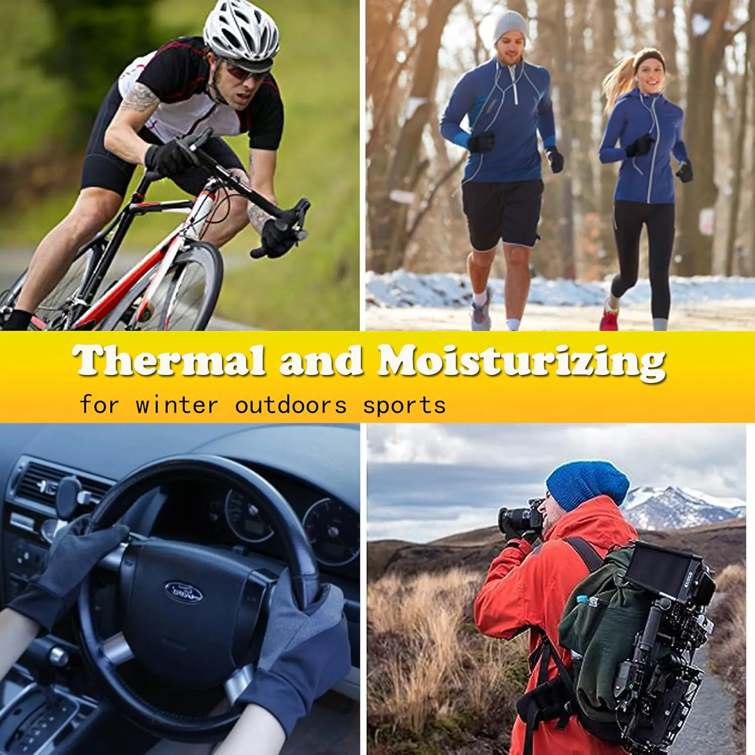 Winter Gloves Men Women Touch Screen Warm Gloves Water Resistant Windproof Thermal Gloves for Driving Running Cycling Texting