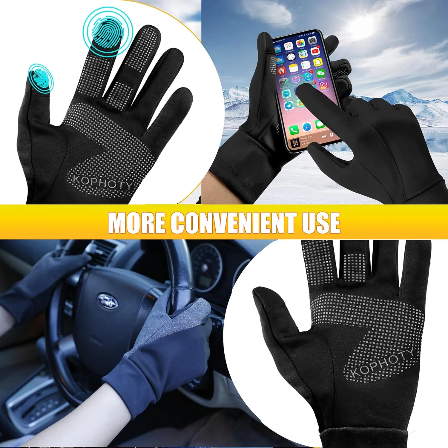 Winter Gloves Men Women Touch Screen Warm Gloves Water Resistant Windproof Thermal Gloves for Driving Running Cycling Texting