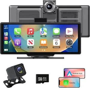 Wireless Apple Carplay Screen for Car, 10.26-inch Android Auto Screen and Car Dash Cam, Double Din Car Stereo, Apple Car Play with Backup Camera, Bluetooth GPS Navigator for Car and Touch Screen