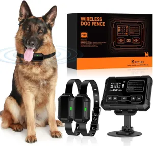 Wireless Dog Fence System, Indoor & Outdoor, 1 Acre High-Precision Radar Wireless Dog Fence System, Real-time Monitoring, 9-26in Medium & Large Breeds, Not Limited by GPS Signal (for Two Dogs)