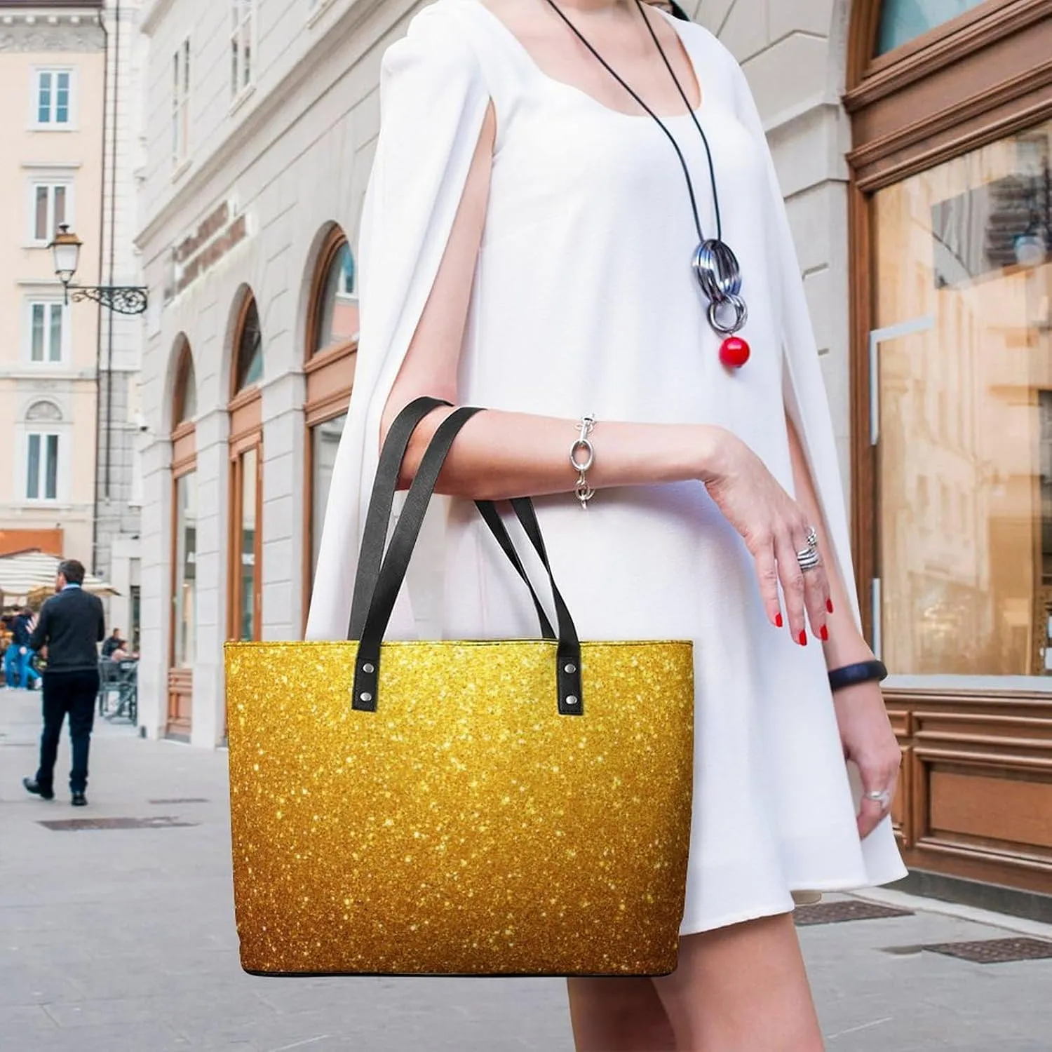 Women's Elegant Leather Handbag Unisex Leather Tote Bag Lightweight Handbag