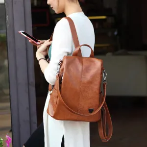 Women's Leather Backpack | Anti-Theft Design