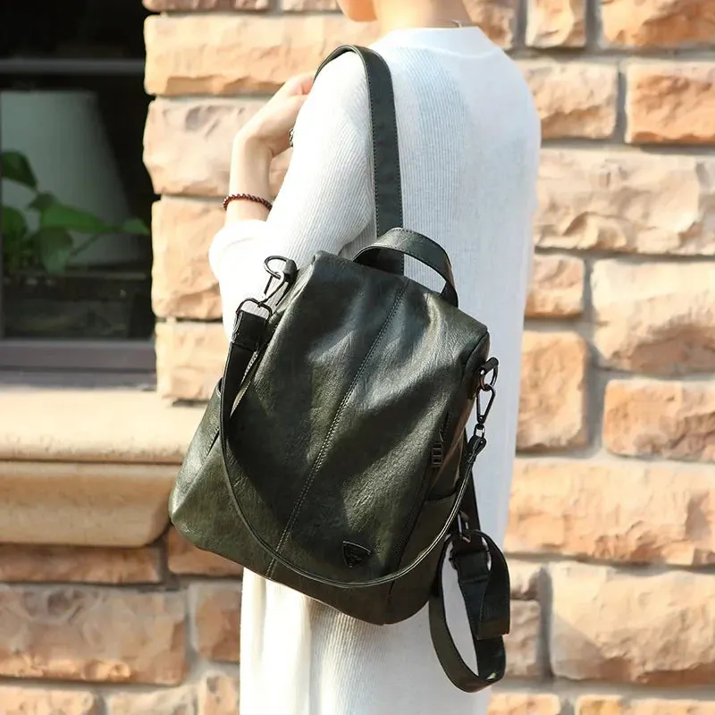 Women's Leather Backpack | Anti-Theft Design