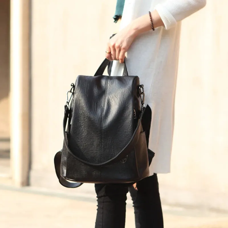 Women's Leather Backpack | Anti-Theft Design