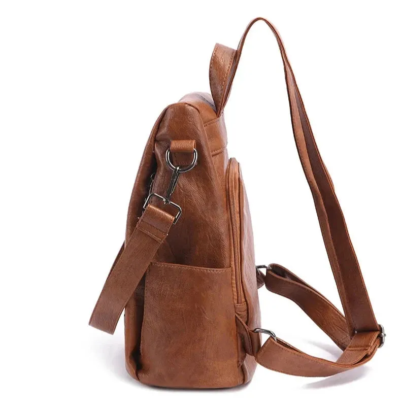 Women's Leather Backpack | Anti-Theft Design