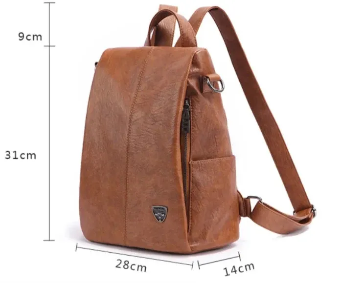 Women's Leather Backpack | Anti-Theft Design