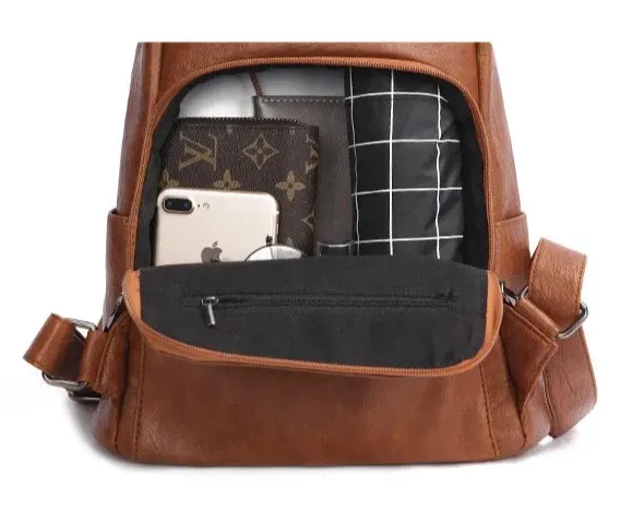 Women's Leather Backpack | Anti-Theft Design