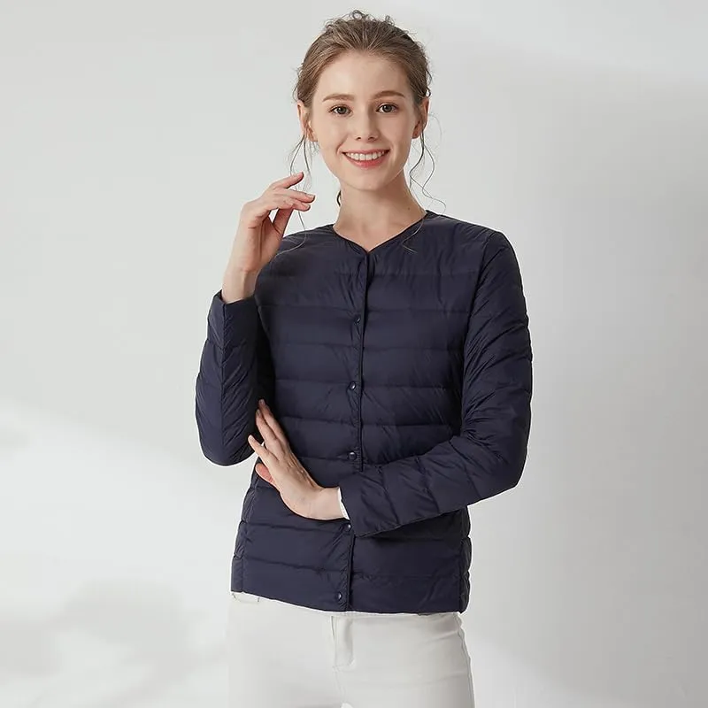 Women's Slim Fit Portable Down Jackets 90% Duck Down Crewneck Lightweight Down Jackets