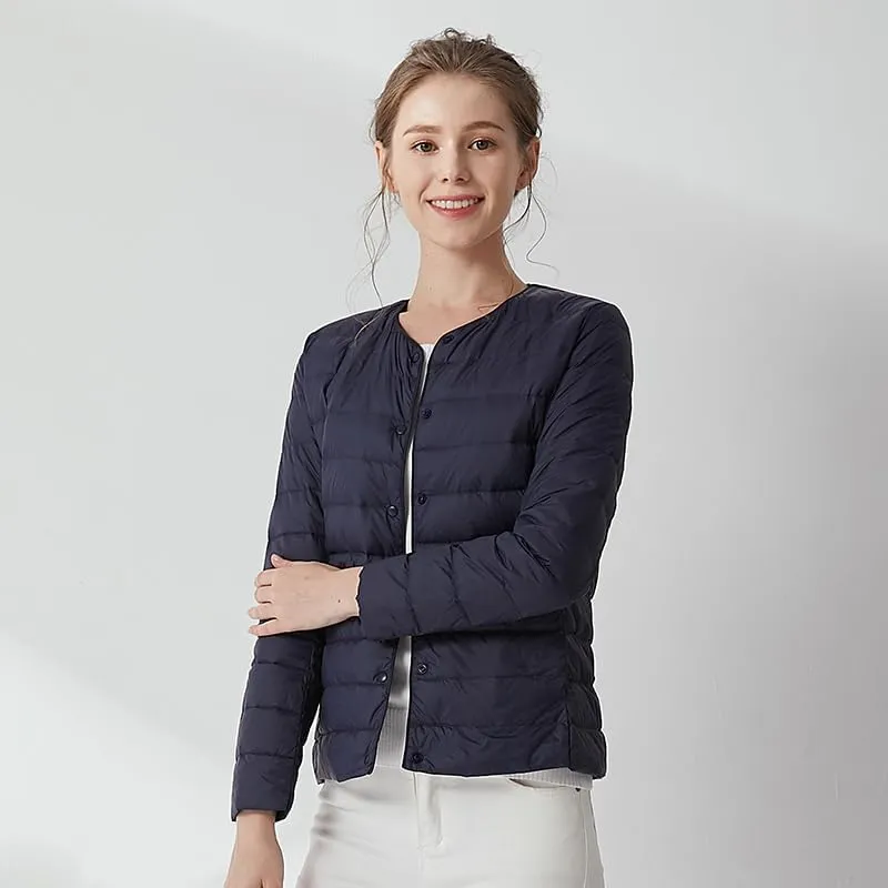 Women's Slim Fit Portable Down Jackets 90% Duck Down Crewneck Lightweight Down Jackets