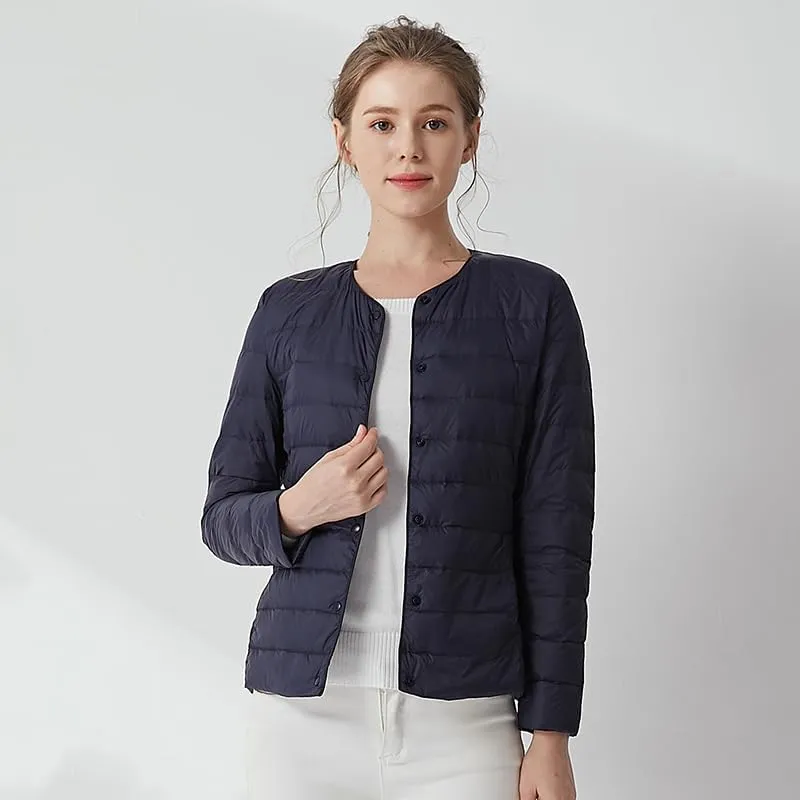 Women's Slim Fit Portable Down Jackets 90% Duck Down Crewneck Lightweight Down Jackets