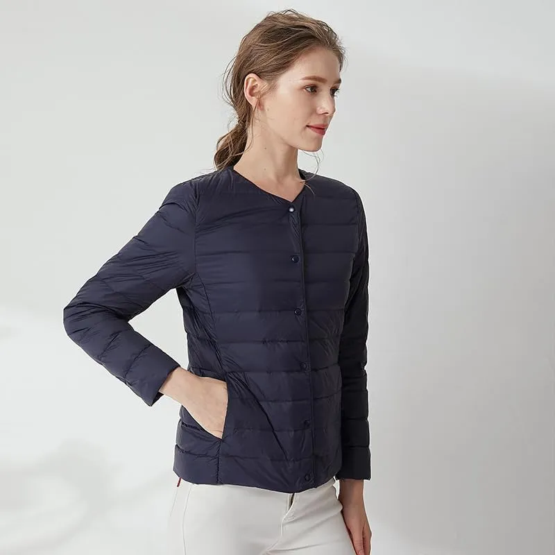Women's Slim Fit Portable Down Jackets 90% Duck Down Crewneck Lightweight Down Jackets