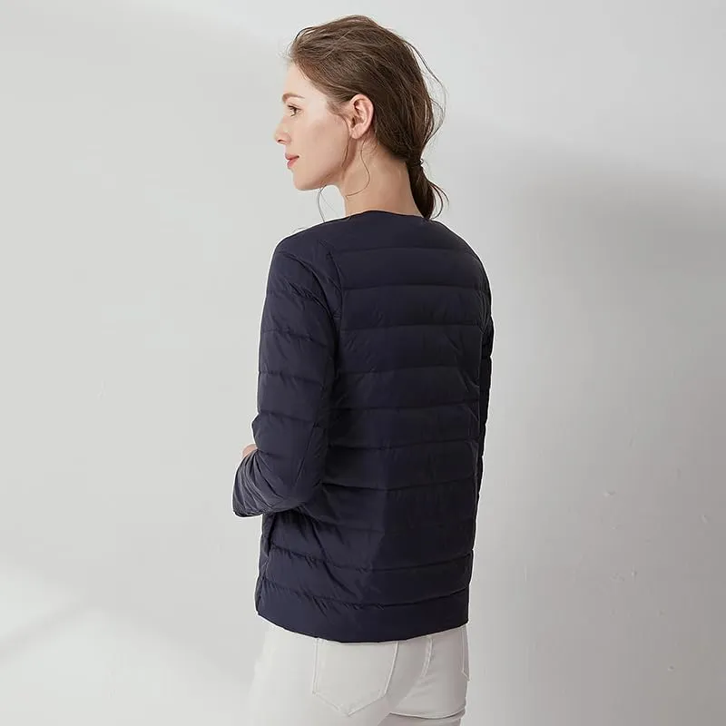 Women's Slim Fit Portable Down Jackets 90% Duck Down Crewneck Lightweight Down Jackets