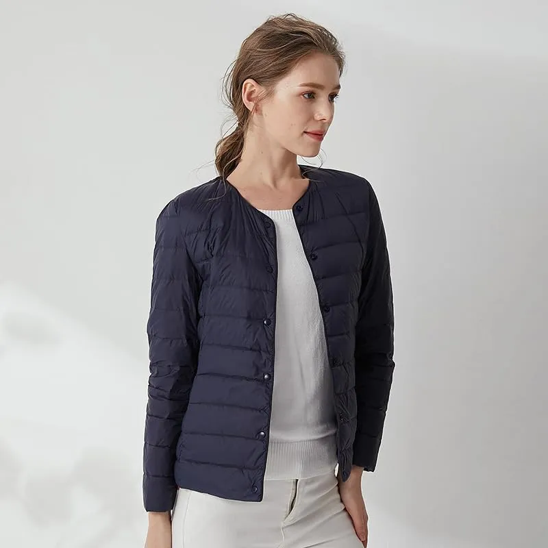 Women's Slim Fit Portable Down Jackets 90% Duck Down Crewneck Lightweight Down Jackets