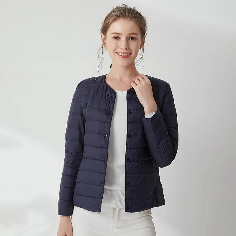 Women's Slim Fit Portable Down Jackets 90% Duck Down Crewneck Lightweight Down Jackets