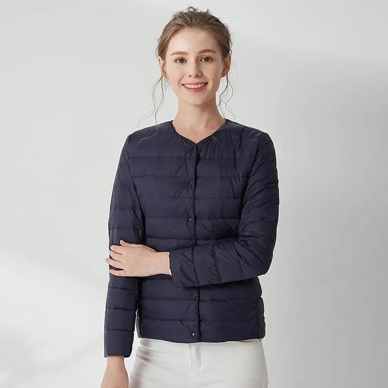 Women's Slim Fit Portable Down Jackets 90% Duck Down Crewneck Lightweight Down Jackets