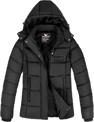 Women's Winter Down Coats, Black Short Warm Quilted Puffer Winter Jackets for Women Girl with Detachable Hood