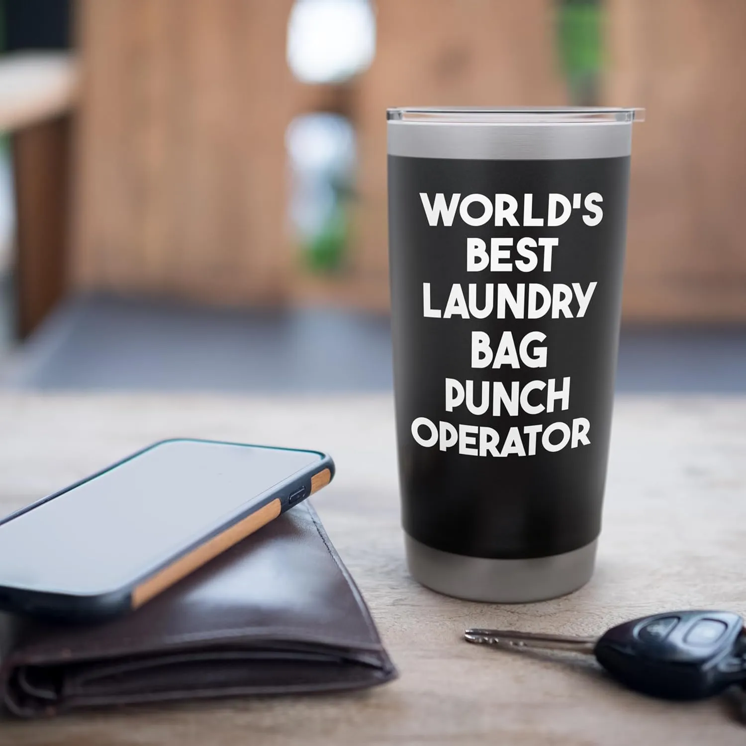 World's Best Laundry Bag Punch Operator Stainless Steel Insulated Tumbler