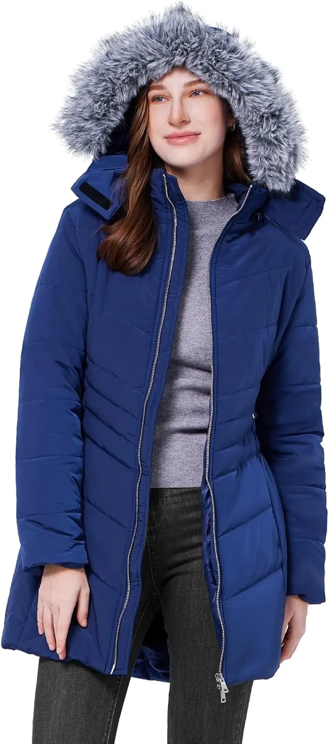 WULFUL Women's Winter Coats Long Warm Thicken Puffer Jackets Outwear With Removable Fur Hood