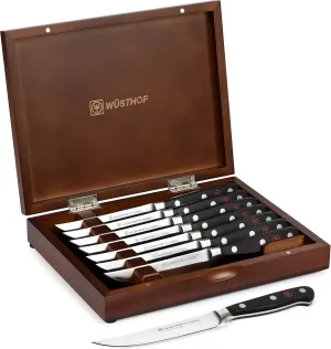 Wusthof Classic Steak Knife Set with Wood Case (8 Piece)